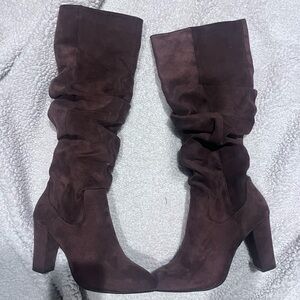 Elegant Brown Suede Knee-High Boots